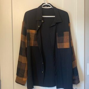 Shein brown & black plaid Dress Shirt